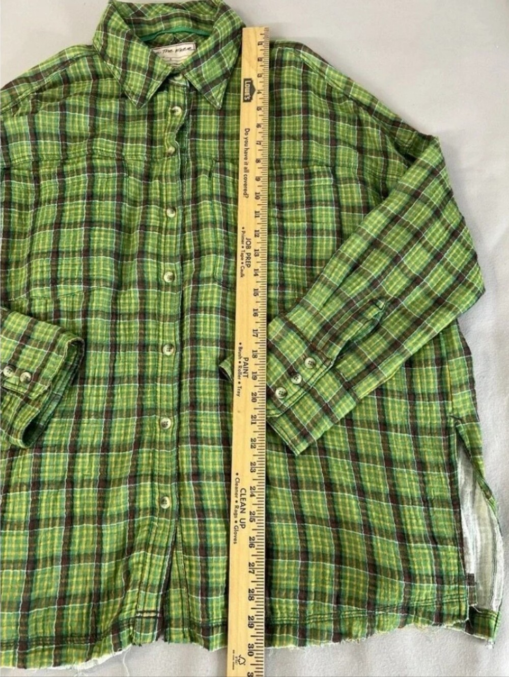 Free People NWOT Cardiff Plaid Top in Green Combo sz SML - Picture 6 of 10